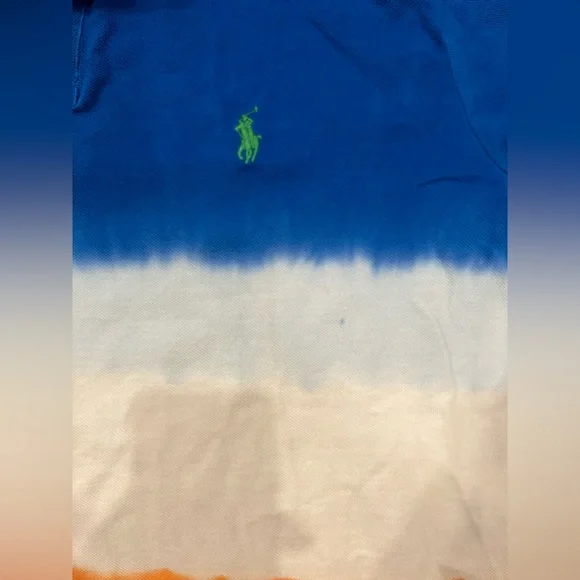 Polo Ralph Lauren Polo Shirt Classics 3 Fit Blue White Orange Mens Large New